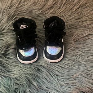 Nike Kids Black and Silver Shoes